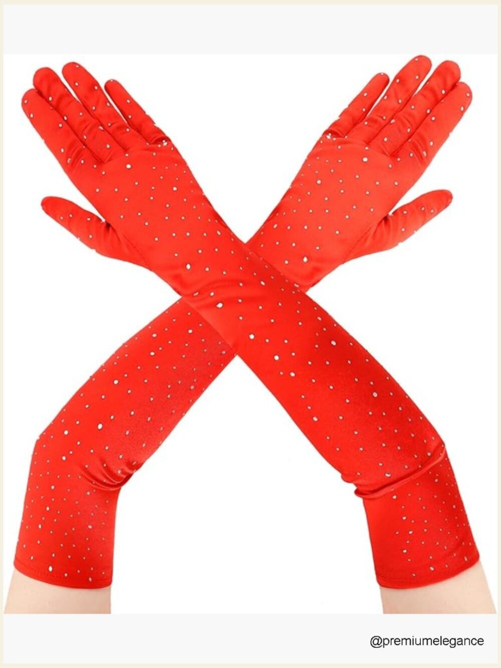 Elbow Length Sparkly Gloves Rhinestone Opera Gloves 21"